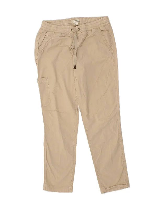 L.L.BEAN Womens Slim Cargo Trousers Small W30 L28 Beige Cotton Trousers practical durable