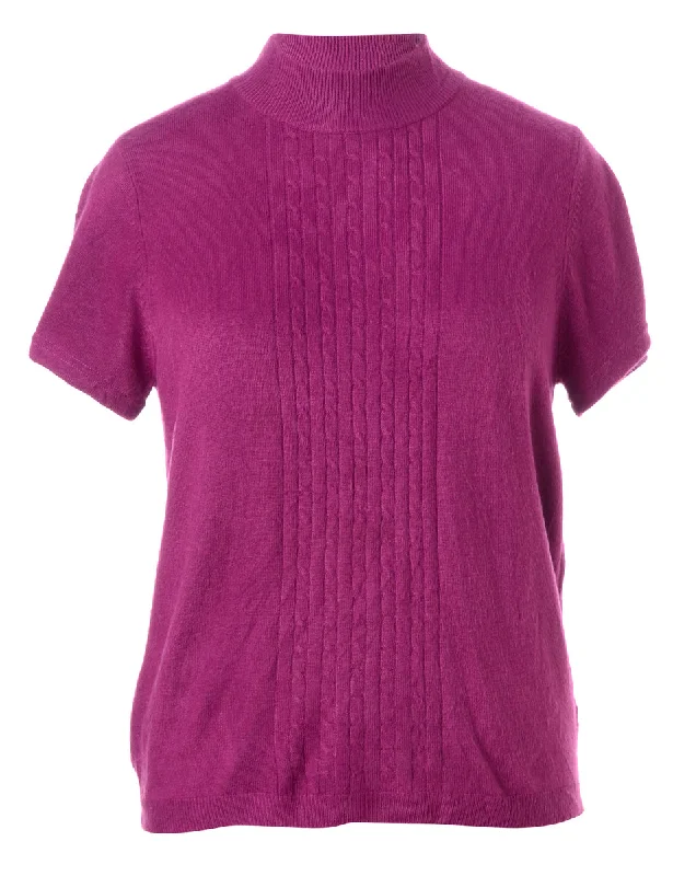 Label Amelie Short Sleeve Knit Top Festive Knit Tee