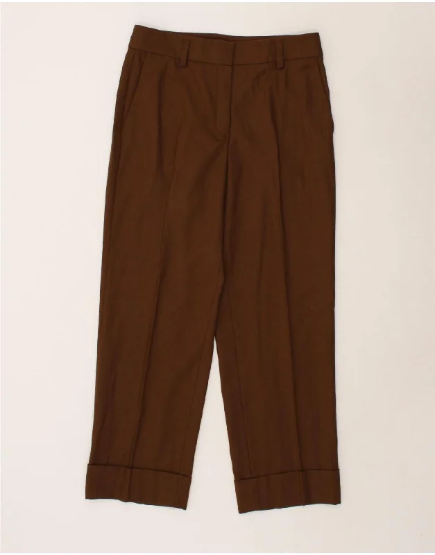 MASSIMO DUTTI Womens Pegged Chino Trousers US 8 Medium W30 L27 Brown Wool Trousers stylish modern