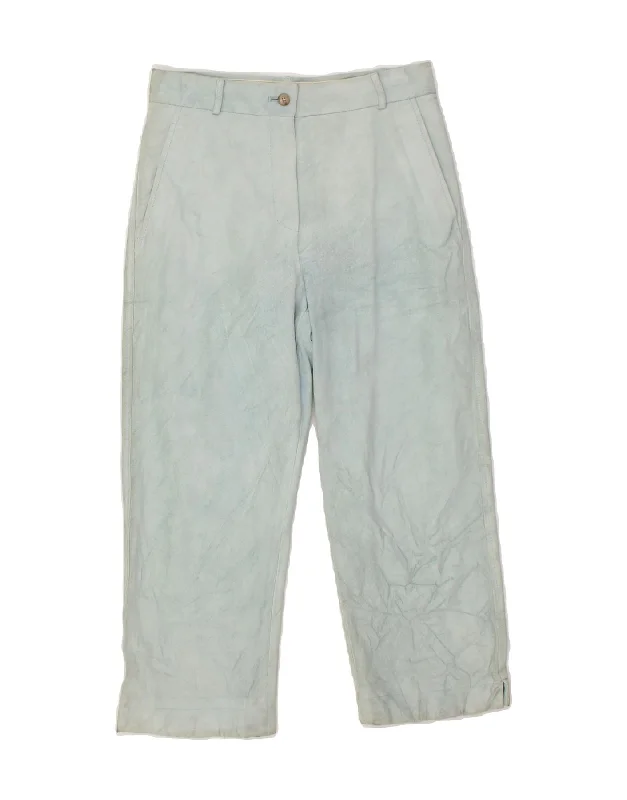 MAX MARA Womens Suede Chino Trousers UK 6 XS W25 L21  Blue Leather Trousers Occasion Special