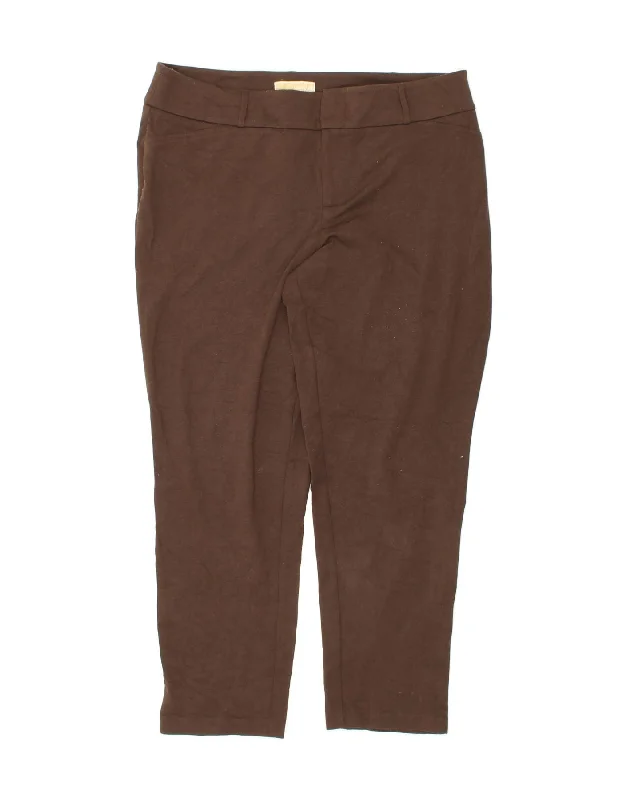 MICHAEL KORS Womens Slim Cropped Trousers US 18 2XL W40 L29 Brown Trousers Versatile Stylish