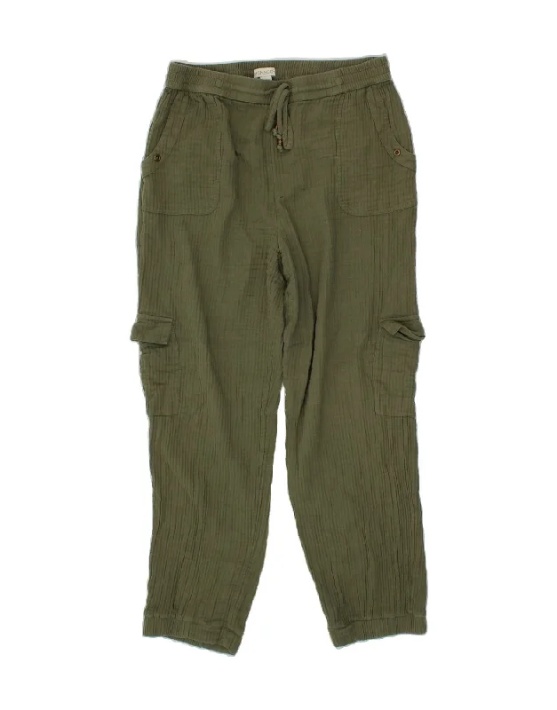 MONSOON Womens Joggers Cargo Trousers UK 12 Medium W30 L27  Khaki Trousers High Rise Slim Fit