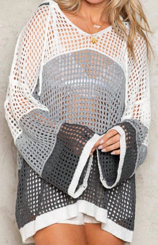 Opal Knit Top In Grey Elegant Knit Top