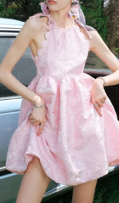 PINK BEADED JACQUARD SLEEVELESS MINI DRESS Tunics Sophisticated sleek