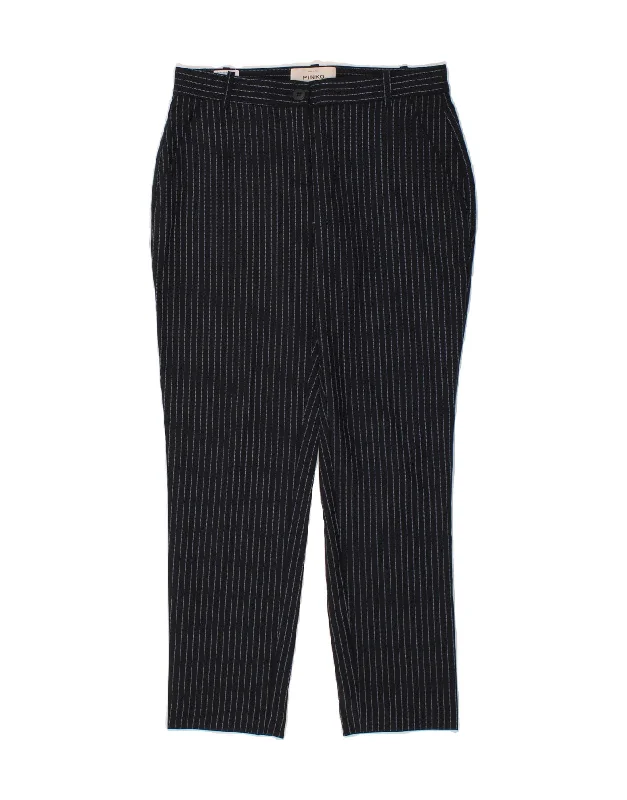 PINKO Womens Slim Chino Trousers UK 8 Small W27 L27 Navy Blue Pinstripe Trousers Recommended Stylist