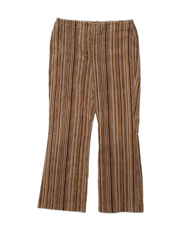 PRINCIPLES Womens Casual Trousers UK 14 Large W32 L29 Brown Striped Trousers Business Professional