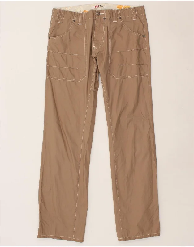 RIFLE Womens Straight Casual Trousers W33 L34  Brown Cotton Trousers Solid Black