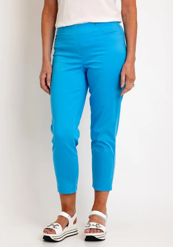 Robell Bella 09 Slim Cropped Trousers, Azure Blue Trousers Sale Discount