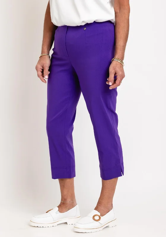 Robell Maire 07 Slim Fit Cropped Trousers, Purple Trousers Review Highly