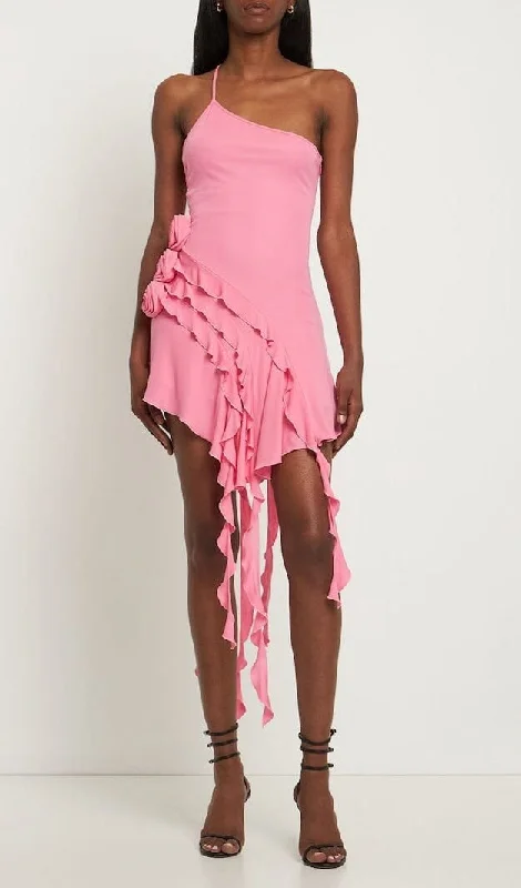 ROSE-DETAIL RUFFLED MINI DRESS IN PINK Tunics Timeless classic