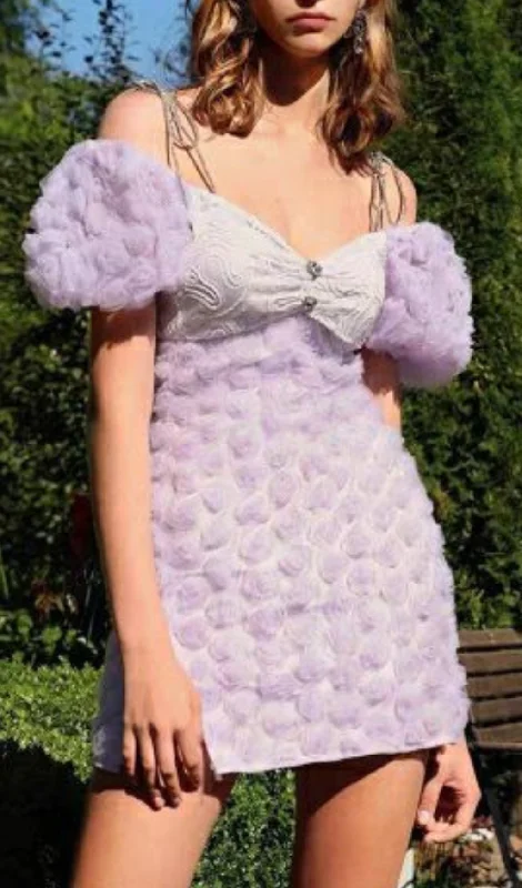 ROSE EMBELLISHED MINI DRESS IN LILAC Tunics Practical easy-care