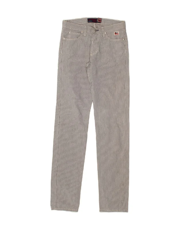 ROY ROGERS Womens Slim Casual Trousers W30 L34 Grey Pinstripe Cotton Trousers practical easy-care