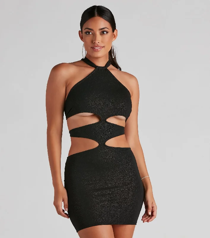 Show And Tell Glitter Halter Dress Tunics Lace romantic