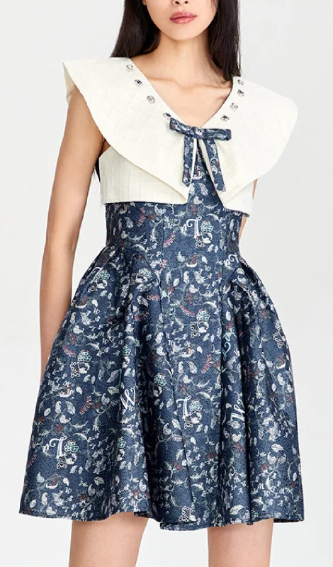 SLEEVELESS BOW MINI DRESS IN NAVY BLUE Tunics Travel practical