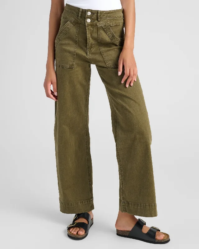 Super High Rise Double Waistband Wide Leg Trouser Cropped Trousers Casual Linen