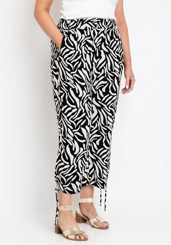 Simple Wish Curve Relax Printed Cropped Trousers, Black Trousers Bestseller Popular