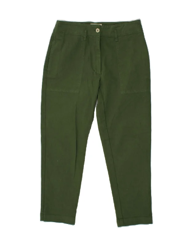 TOAST Womens Slim Cropped Trousers US 8 Medium W30 L26 Green Cotton Trousers Cargo pockets