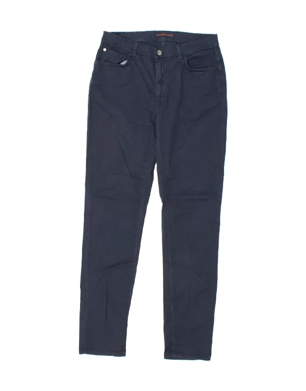 TRUSSARDI Womens Slim Casual Trousers W31 L30 Navy Blue Cotton Trousers Bootcut Casual