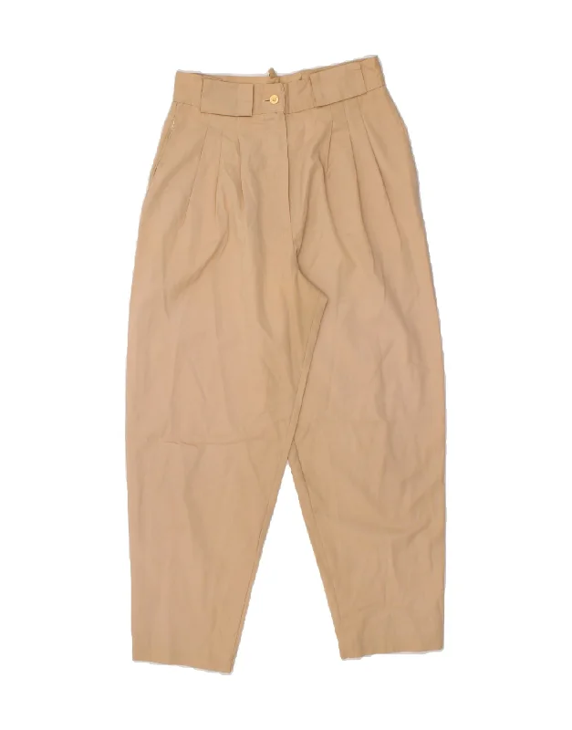 VINTAGE Womens Pegged Chino Trousers IT 44 Medium W26 L26 Beige Cotton Trousers Custom Made