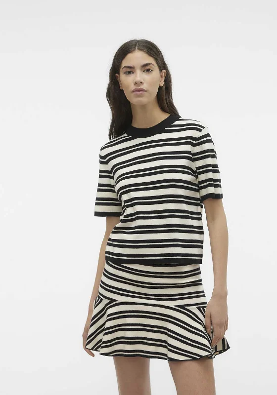 Vero Moda Gold Striped Round Neck Knit Top, Black & Birch Handmade Knit Blouse