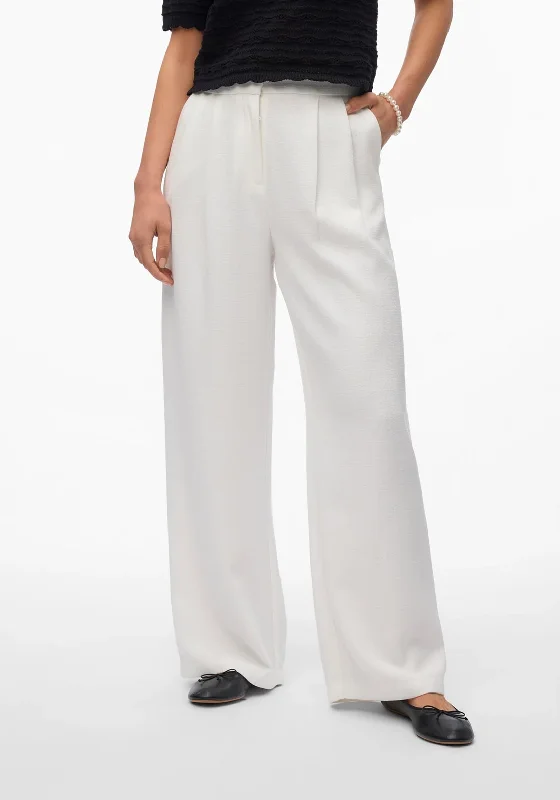 Vero Moda Janessa High Rise Trousers, White Trousers cozy comfortable