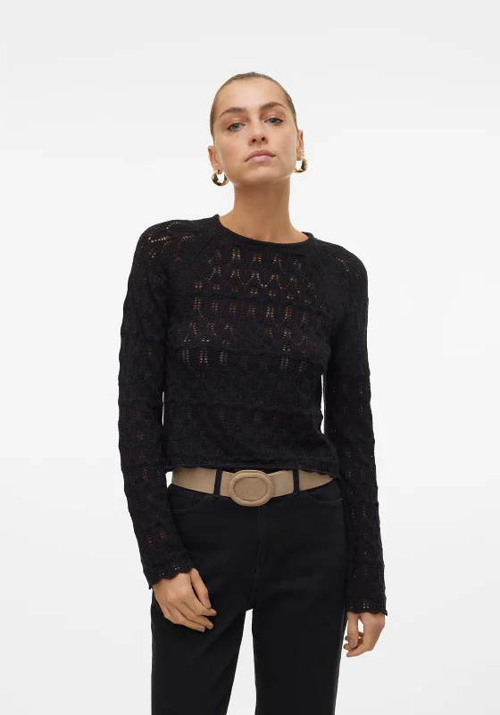 Vero Moda New Fabienne Knit Top, Black Travel Knit Top