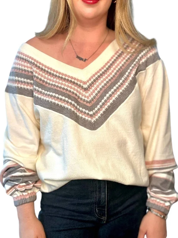 Weightless Oversized Knit Top In Beige Casual Knit Blouse