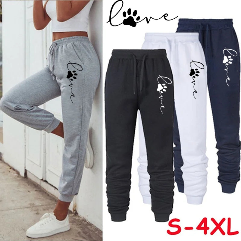 Women Cat Paw Printed Sweatpants High Quality Cotton Long Pants Jogger Trousers Trousers Party Sparkling