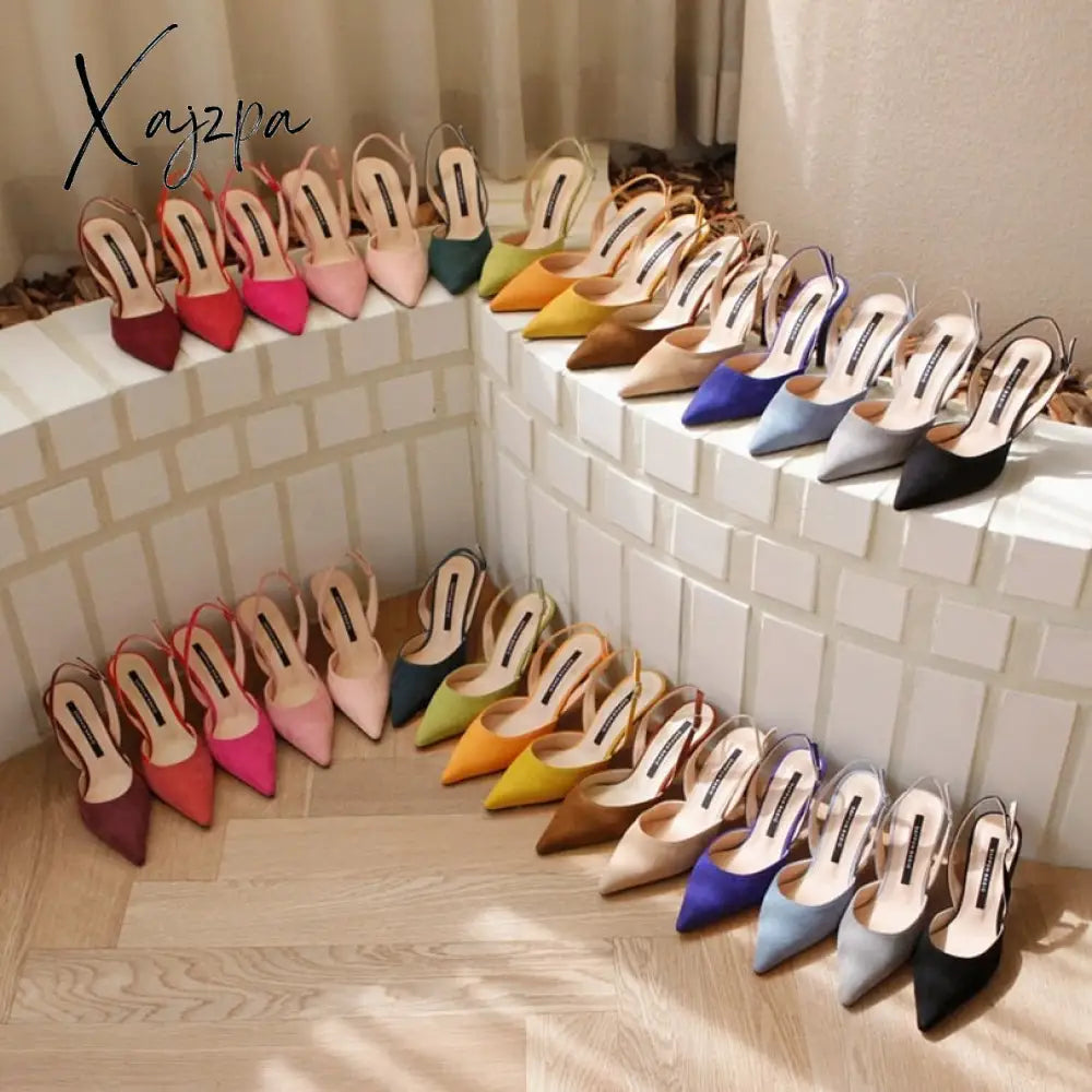 Xajzpa - Women Sandals High Heels Summer Brand Woman Pumps Thin Heels Party Shoes Pointed Toe Slip On Office Ladie Dress Shoe Plus Sizede empire Waist empire