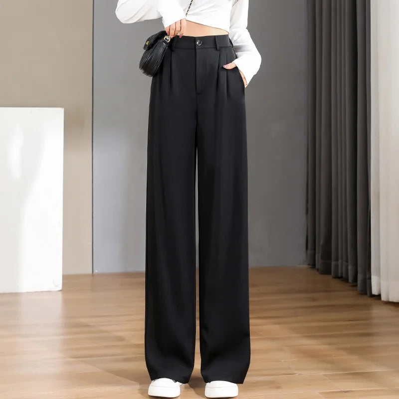 Women'S Loose Spring Summer High Waist Wide Legs Slim Casual Trousers Trousers Hiking Durable