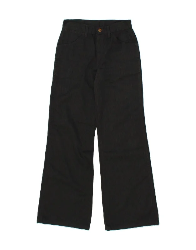 WRANGLER Womens Wide Leg Casual Trousers W27 L29 Black Cotton Skinny Trousers Denim Stretchy