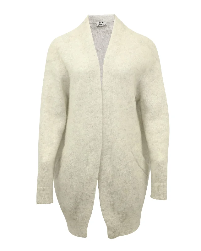 Acne Studios Raya Cardigan in Cream Wool Transparent Opaque Sheer