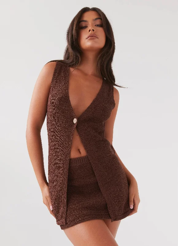 Capri Glow Knit Top - Chocolate Recycled Knit Tee