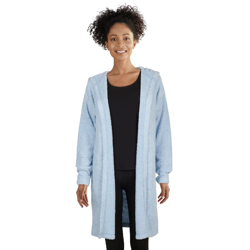 Carisma Women's Plush Hooded Cardigan PJ Top Toggled Drawstring Belted