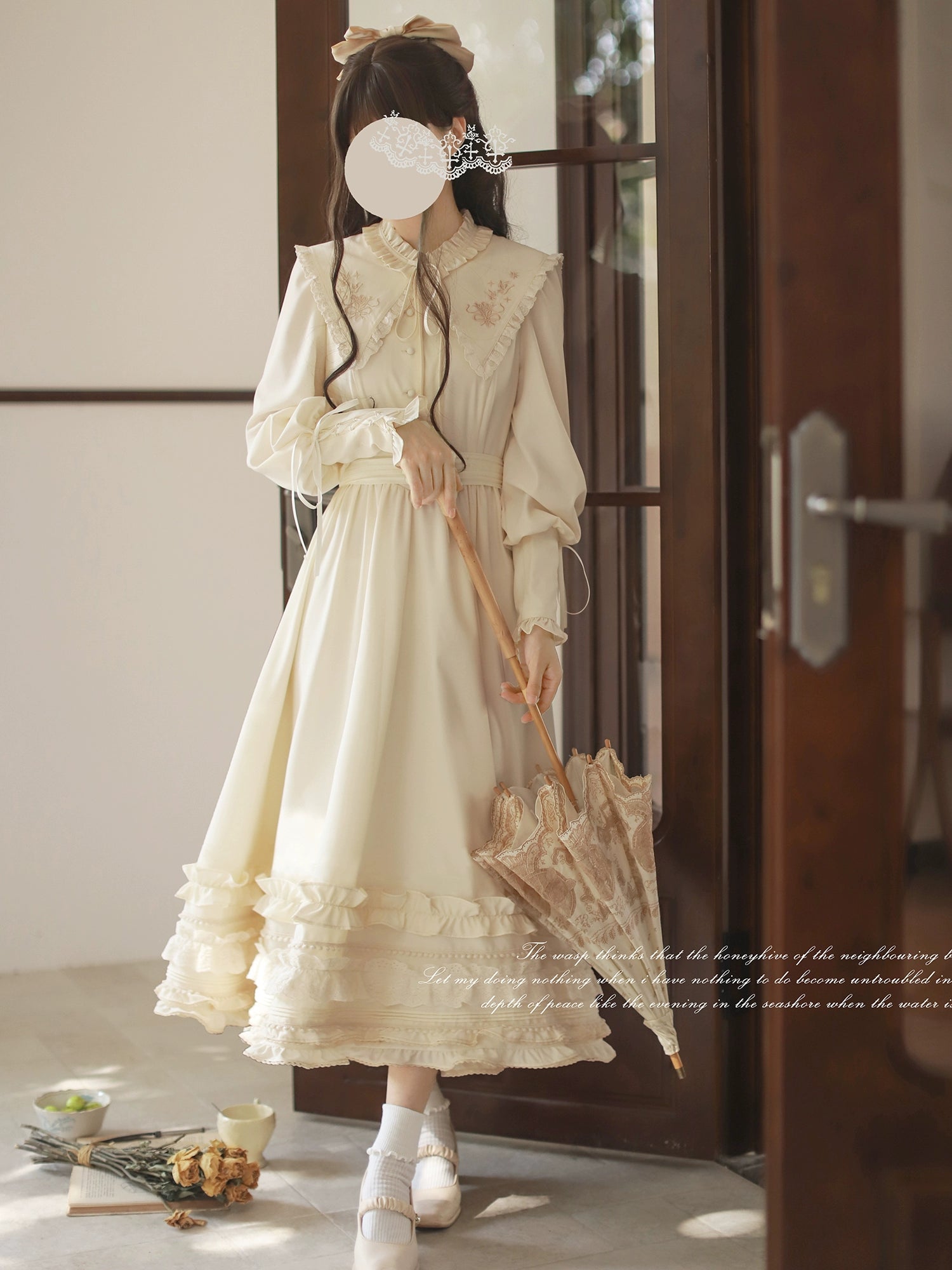 HuTaoMuJK~Wind Kiss Tulip~Classic Lolita OP Elegant Lolita Cardigan Cable Knit Ribbed Knit Lace Knit