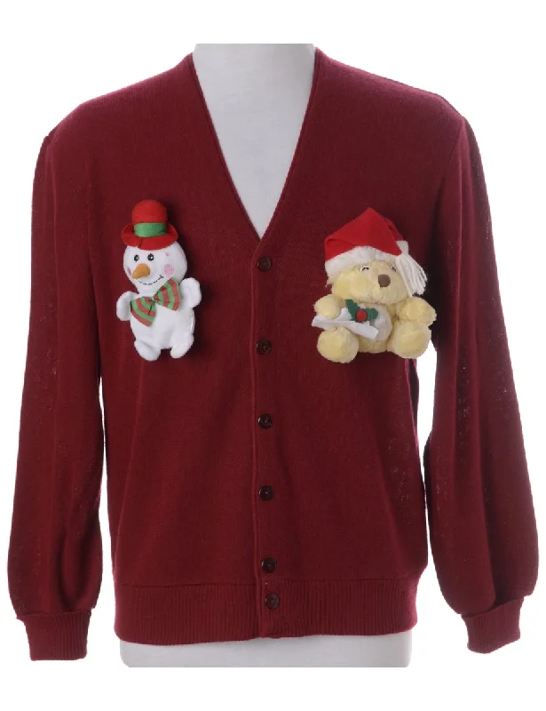 Label Novelty Christmas Cardigan Tailored Straight A-Line