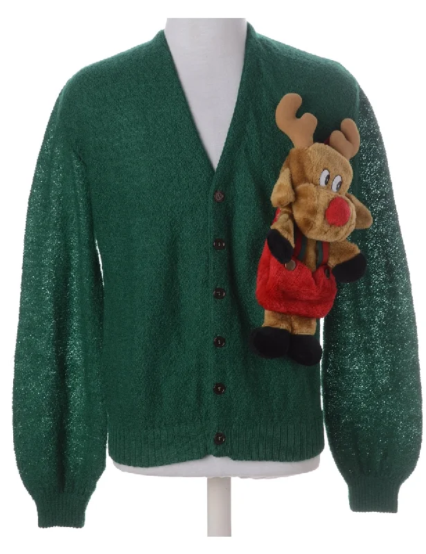 Label Novelty Christmas Cardigan Polka Dot Checkered Tartan