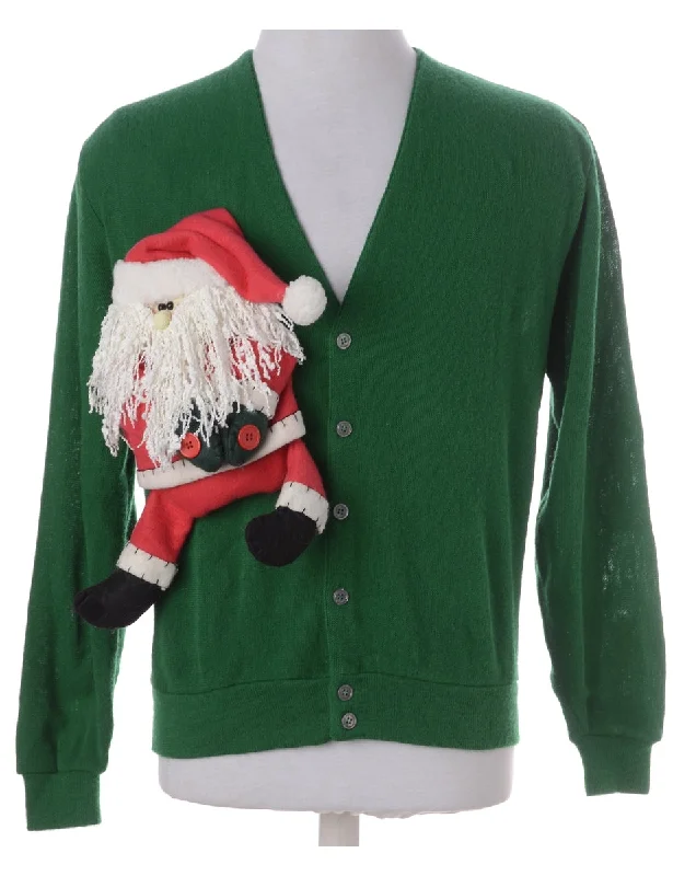 Label Novelty Christmas Cardigan Print Jacquard Patchwork