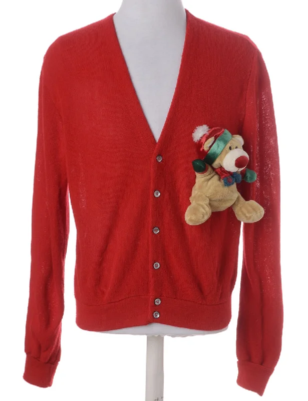 Label Novelty Christmas Cardigan Hooded Caped Shawl Collar