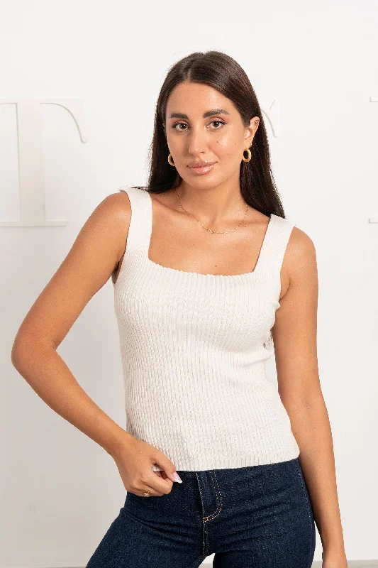 Square Neck Knit Top - Mitcha Label Sophisticated Knit Shirt