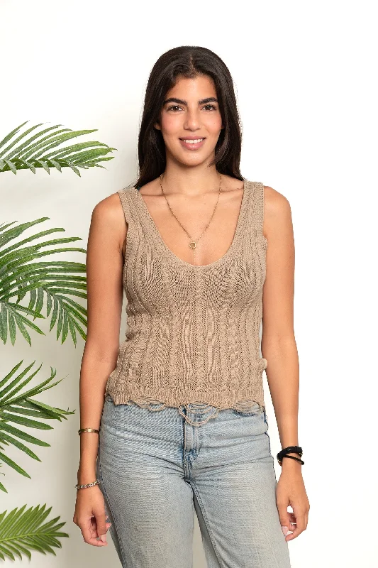 V Threaded Knit Top - Zola Vintage Knit Top