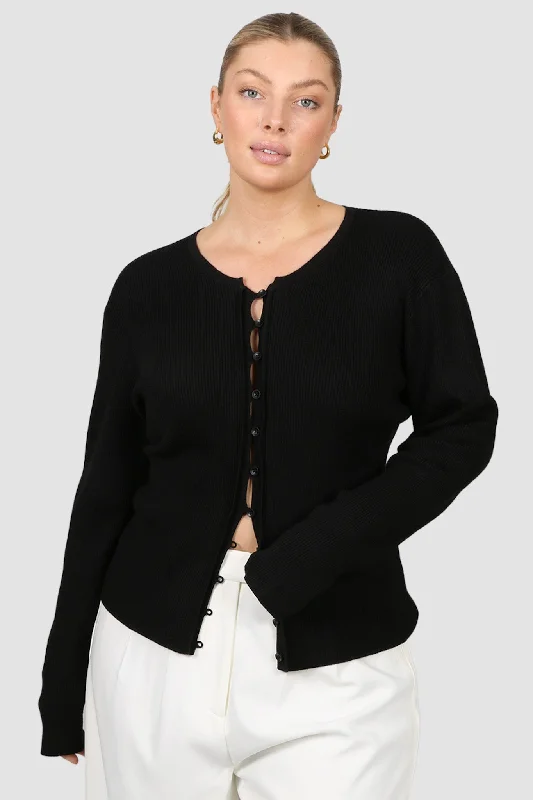 WREN RIB KNIT TOP BLACK Beige Knit Top