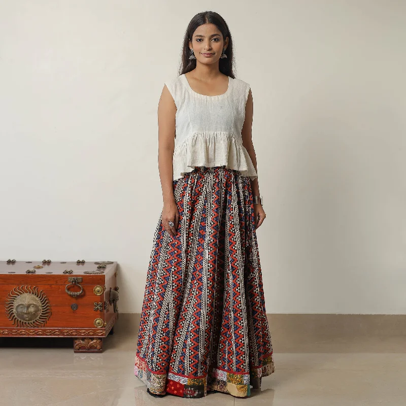 Multicolor - Bagru Block Printed 24 Kali Patchwork Cotton Long Skirt 16 corduroy skirt comfortable