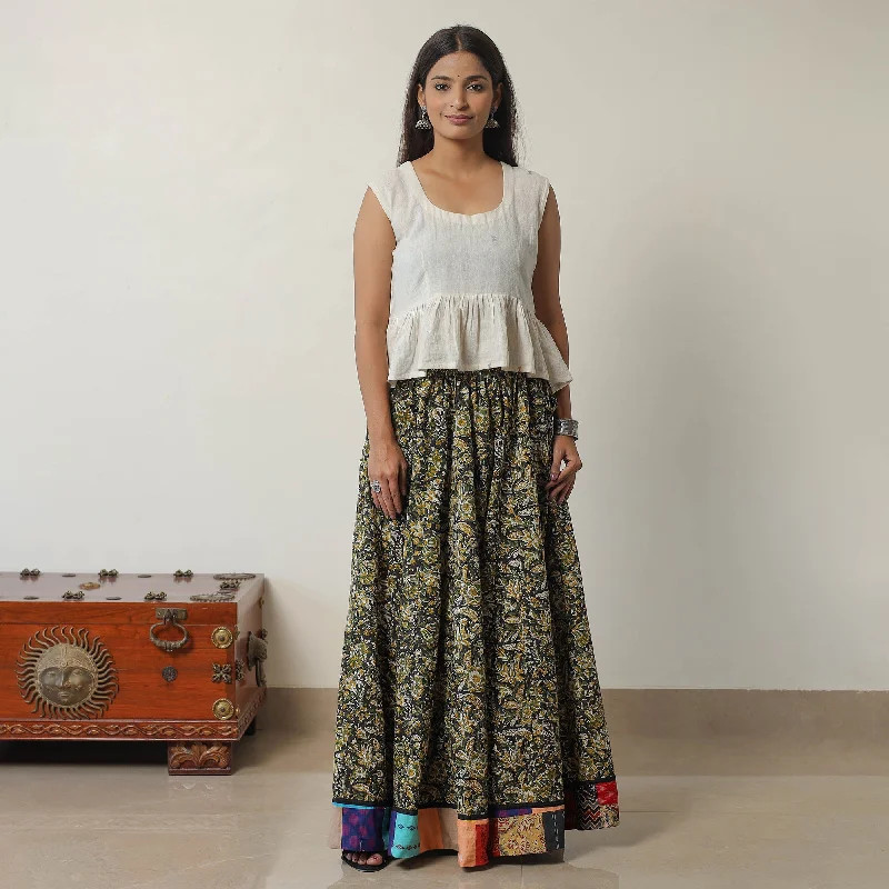 Multicolor - Bagru Block Printed 24 Kali Patchwork Cotton Long Skirt 20 cashmere skirt soft