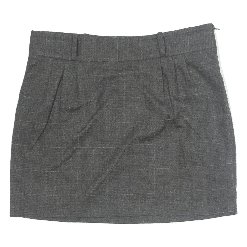 ADAM LIPPES Short Mini Skirt Grey Wool Check Womens UK 12 leather skirt modern