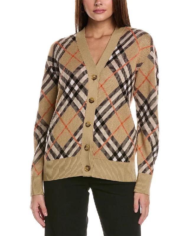 Burberry Check Wool & Mohair-Blend Cardigan Beaded Cardigan Sequined Faux Fur