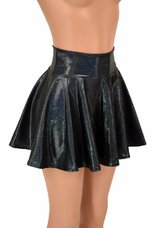 Black Holographic Mini Rave Skirt wool skirt breathable