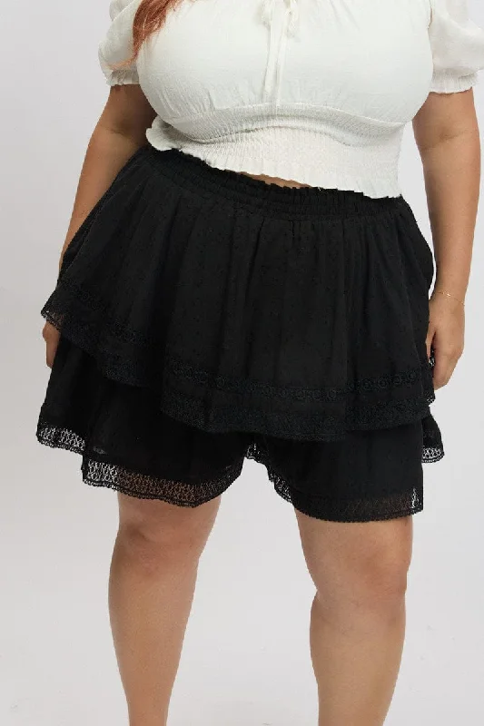 Black Mini Skirt Tiered vintage skirt charm