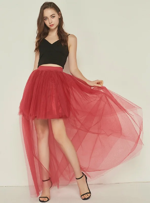 Burgundy Swallowtail Gauze Hi Lo Tutu Skirt wrap skirt elegant