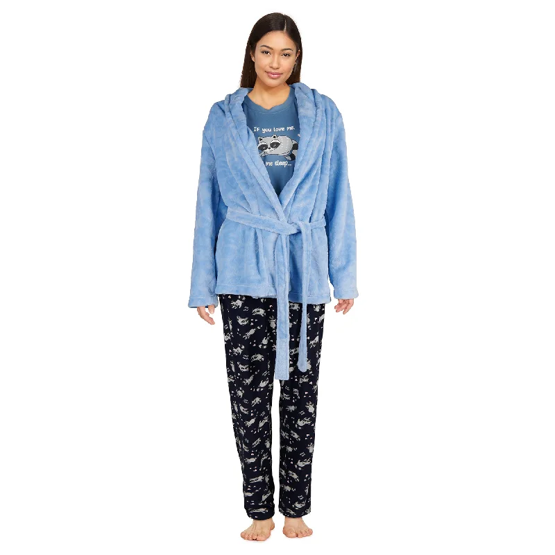 Carisma Women's Short Sleeve PJ Set with Cardigan, 3-Piece Lightweight Heavyweight Midweight